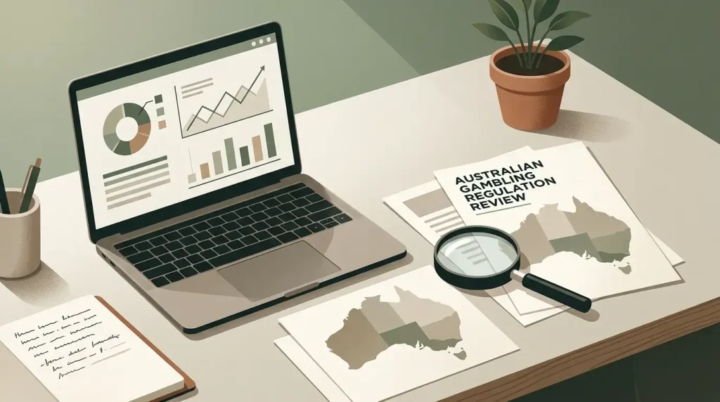 Editorial illustration about Australian online gambling regulation